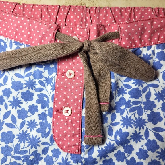 Boden Mixed Print Short Drawstring Elastic Back Blue Floral/Pink Polka Dot Sz 16 - Picture 3 of 11